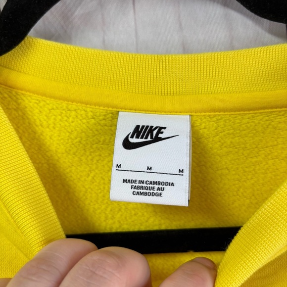 Nike Men's Bright Yellow Fleece Pullover Crewneck Long Sleeve Sweater Medium - Picture 5 of 8